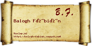 Balogh Fábián névjegykártya