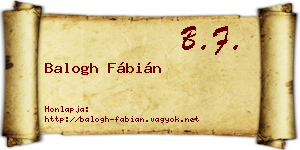 Balogh Fábián névjegykártya